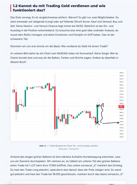 eBook-Seite: Kannst du mit Trading Geld verdienen?